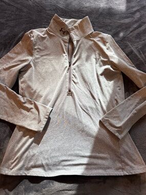Under Armour Heathered Light Gray Half-Zip Performance Top